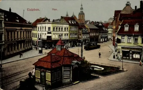 Ak Lutherstadt Eisleben, MArktplantz, Plan