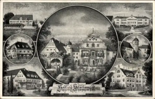Ak Stetten Kernen im Remstal, Blick auf das Schloss, Knabenhaus, Mädchenhaus, Verwaltungsgebäude