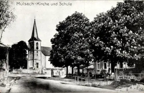 Ak Moussey Mulsach Lothringen Moselle,  Kirche, Schule