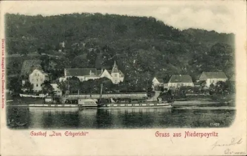 Ak Dresden Niederpoyritz, Gasthof Zum Erbgericht, Elbdampfer Bohemia