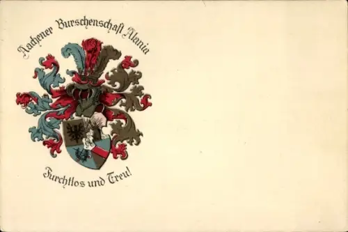 Studentika Ak Aachener Burschenschaft Alania, Furchtlos und Treu!, Wappen