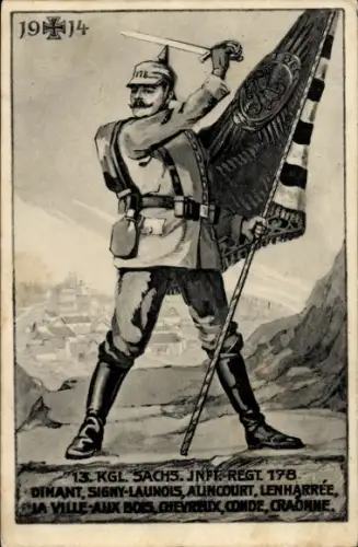 Künstler Ak 13. Kgl. Sächs. Inf Regt 178