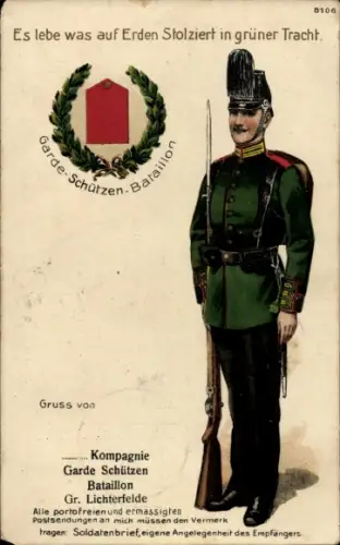 Regiment Litho Garde Schützen Bataillon, Grüne Tracht