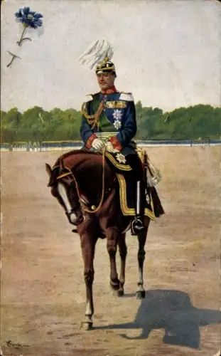 Künstler Ak König Friedrich August III. von Sachsen zu Pferde, Für unsere bedürftigen Veteranen