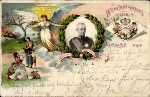 Litho König Friedrich August III. von Sachsen, Sächsischer Fechtverein