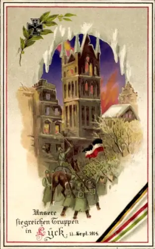 Halt gegen das Licht Ak Ełk Lyck Masuren Ostpreußen, siegreiche deutsche Truppen, Einmarsch 1914
