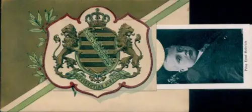 Wappen Leporello Ak Sächsisches Königshaus, Portraits, Prinz Ernst Heinrich
