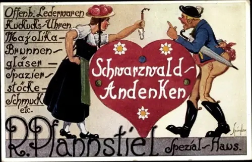 Künstler Ak Spindler, Bad Wildbad im Schwarzwald, Schwarzwaldandenken Richard Pfannstiel