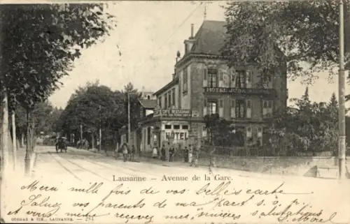 CPA Lausanne Kanton Waadt, Avenue de la Gare