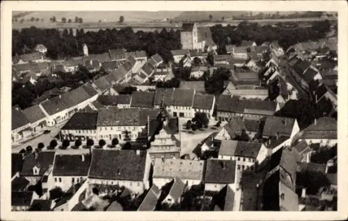 Ak Belgern an der Elbe, Fliegeraufnahme, Altstadt