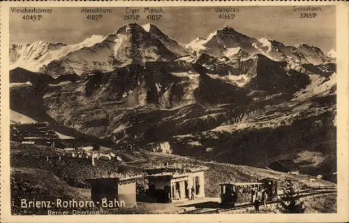 Ak Brienz Kanton Bern, Berner Oberland, Brienz-Rothorn-Bahn, Eiger, Mönch, Jungfrau