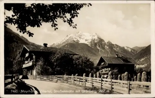 Ak Mayrhofen im Zillertal Tirol, Straßenmotiv, Grünberg