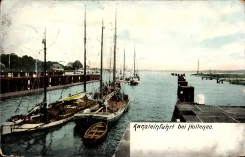 Ak Holtenau Kiel, Kanaleinfahrt