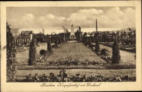 Ak Roeselare Roeselaere Rousselare Roulers Westflandern, Kriegerfriedhof mit Denkmal