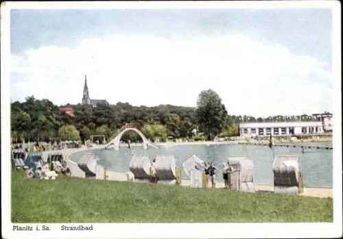 Ak Planitz Zwickau in Sachsen, Terrassen- und Strandcafe, Freibad, Inh. Zimmermann, Schwimmbecken