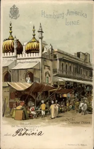 Litho Delhi Indien, Chandee Chawk, HAPAG