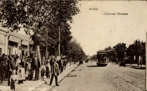 Ak Brăila Rumänien, Calarasi Strasse, Straßenbahn