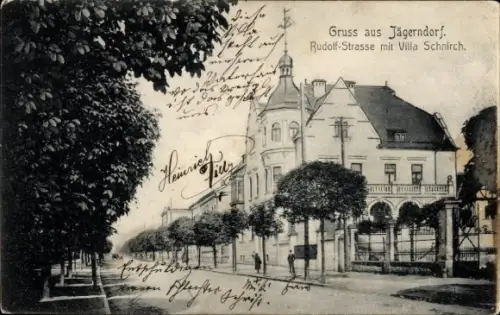 Ak Krnov Jägerndorf Mährisch Schlesien, Rudolf-Straße, Villa Schnirch