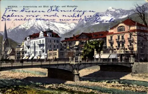 Ak Meran Merano Südtirol, Kaiserbrücke, Zielspitze, Mutspitze