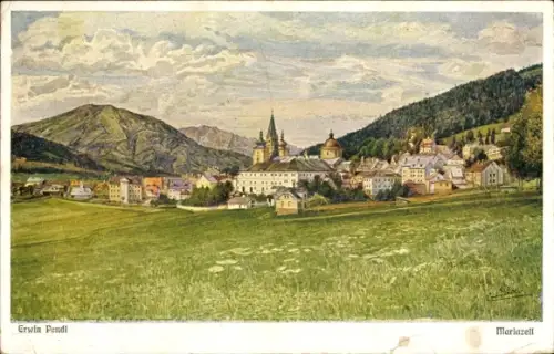 Künstler Ak Pendl, Erwin, Mariazell Steiermark, Gesamtansicht