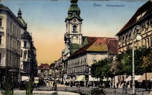 Ak Graz Steiermark, Bismarckplatz