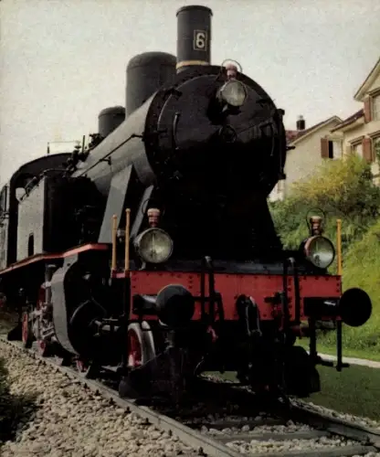 Sammelbild Eisenbahn Schweiz, Dampflokomotiven Bild 57, Frontansicht der imposanten Eb 3/5