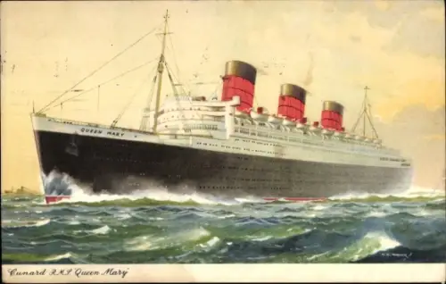 Künstler Ak Dampfer RMS "Queen Mary", Cunard