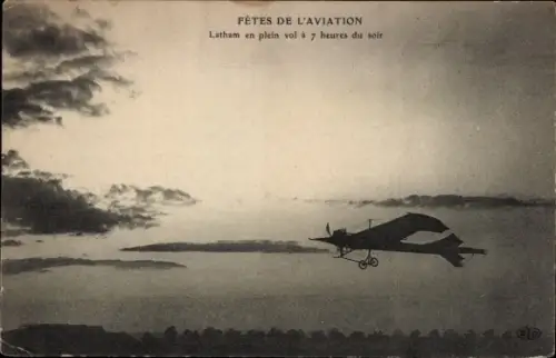 Ak Fete de l'Aviation, Latham en plein vol à 7 heures du soir