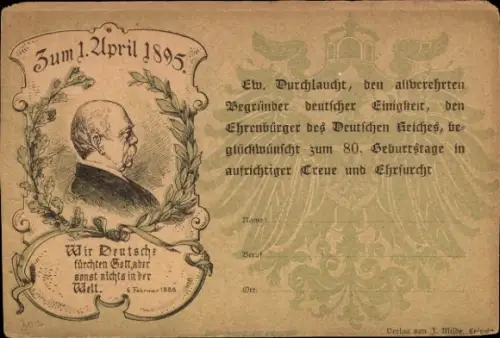 Ak Fürst Otto von Bismarck, Zum 1. April 1895