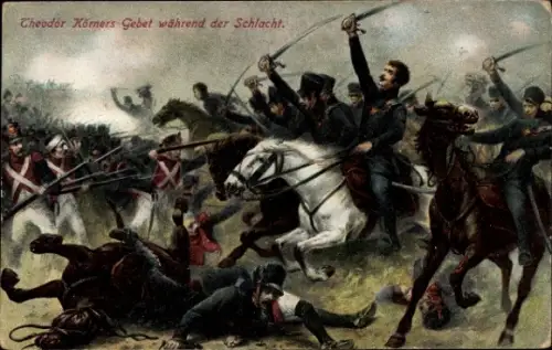 Ak Gebet während der Schlacht, Schriftsteller Theodor Körner