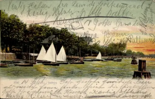 Ak Kiel,  Seeburg, Segelboote