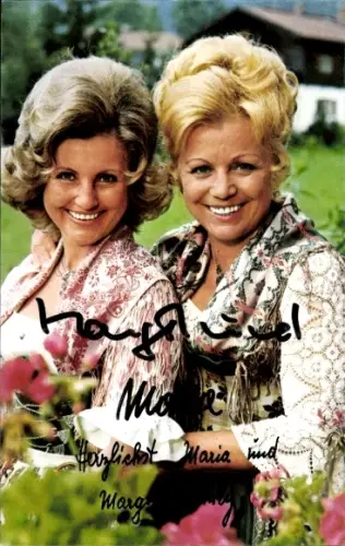 Ak Schauspielerinnen und Sängerinnen Maria und Margot Hellwig, Portrait, Autogramm