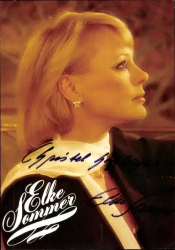 Ak Schauspielerin und Sängerin Elke Sommer, Portrait im Profil, Autogramm