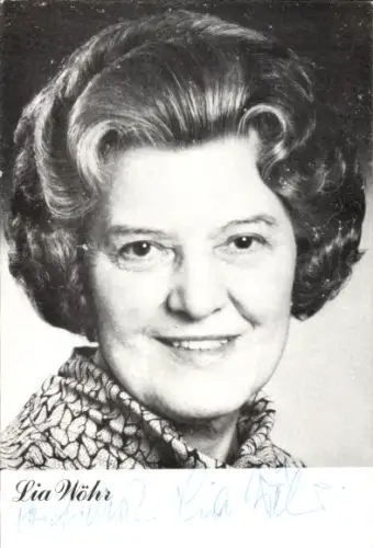 Foto Schauspielerin Lia Wöhr, Portrait, Autogramm