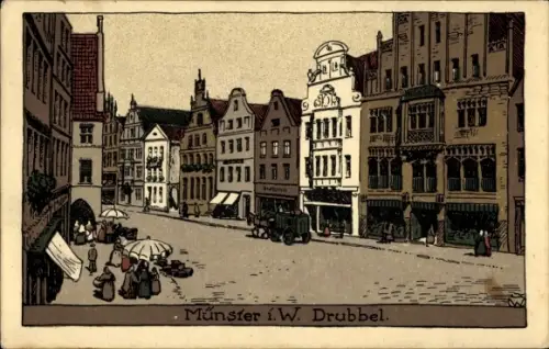 Steindruck Ak Münster in Westfalen, Drubbel