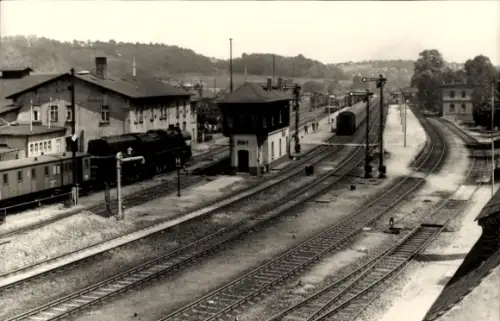 Foto Ak Nossen in Sachsen, Bahnhof Gleisseite