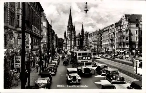 Ak Berlin Charlottenburg, Tauentzienstraße, Gedächtniskirche, Straßenverkehr