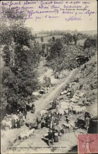 Ak Une Foire en Auvergne, Viehmarkt