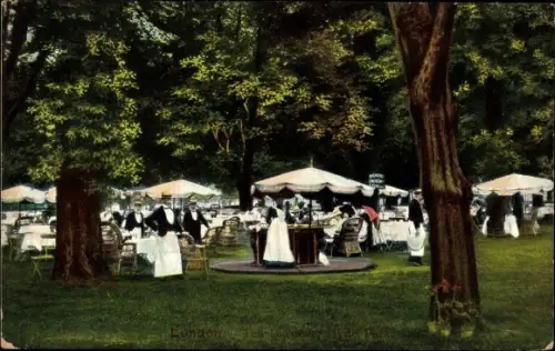 Ak London City England, Tea Gardens, Hyde Park