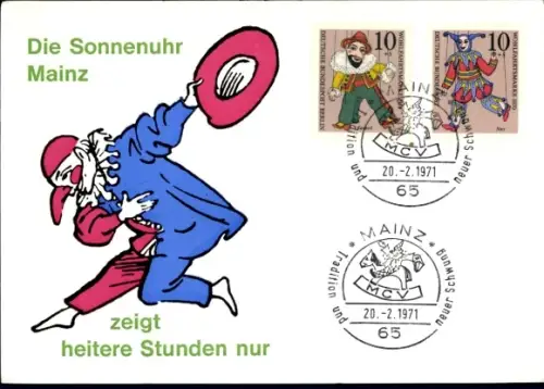 Ak Mainz am Rhein, Sonnenuhr zeigt heitere Stunden nur