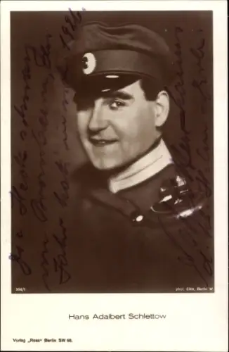 Ak Schauspieler Hans Adalbert Schlettow, Portrait in Uniform, Autogramm
