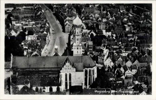 Ak Augsburg in Schwaben, Augsburg vom Flugzeug aus, Luftaufnahme, Stadtpanorama