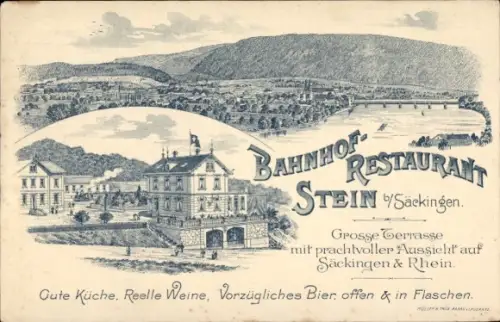 Litho Bad Säckingen am Hochrhein, Bahnhof-Restaurant Stein
