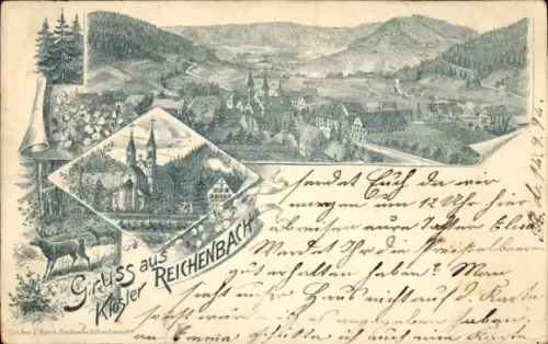 Litho Klosterreichenbach Baiersbronn, Kloster, Kirche