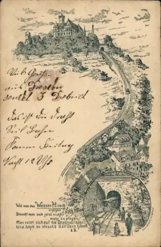 Litho Dresden Weißer Hirsch, Drahtseilbahn