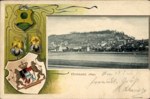 Präge Wappen Passepartout Ak Homburg in der Pfalz Saarland, Gesamtansicht