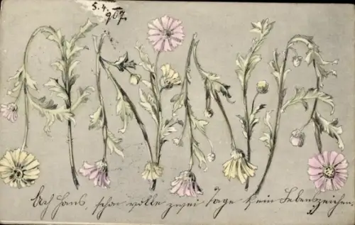 Buchstaben Ak Vorname Anna, Blumen