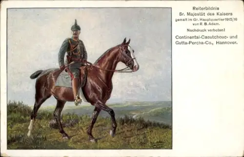 Künstler Ak Adam, R. L., Kaiser Wilhelm II., Reiterbildnis, Continental Reklame