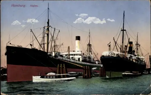 Ak Hamburger Hafen, Hafenszene, Dampfschiff Santa Cruz