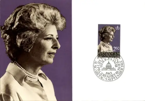 Maximum Ak Fürstentum Liechtenstein, Fürstin Gina, Stempel Heiliges Jahr 1983, Pilgerfahrt Rom